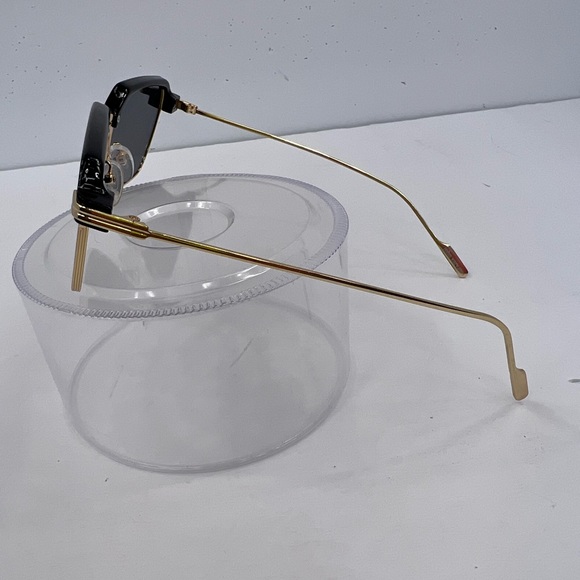 JOHN VARVANTOS GOLD METAL FRAME WITH GLOSSY BLACK ACCENT SUNGLASSES, GREY LENSES - Picture 2 of 14